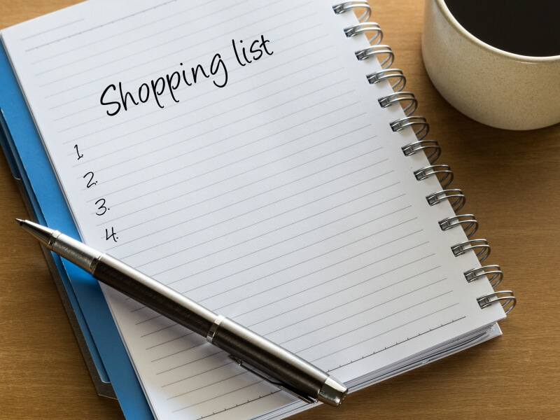 Lên danh sách những thứ cần mua sắm